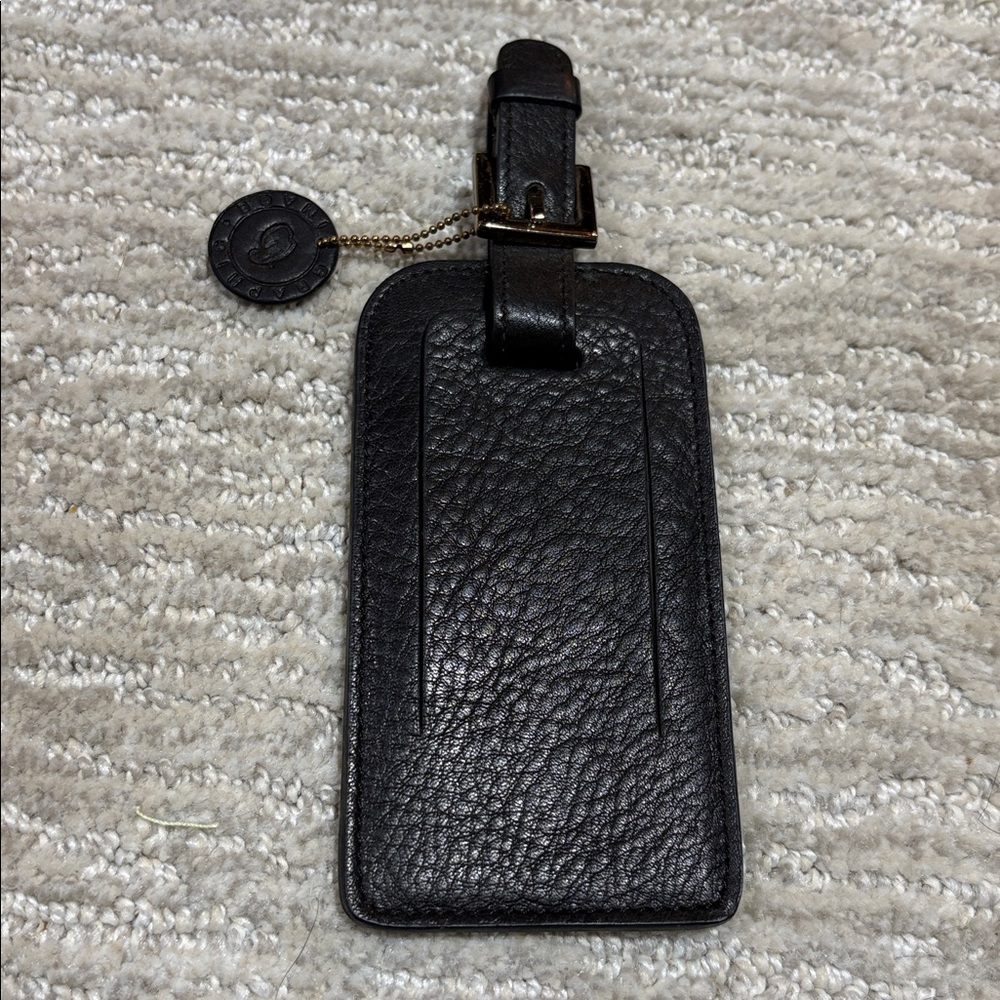 Graphic Images Luxurious Dimpled Black Leather Luggage Tag
